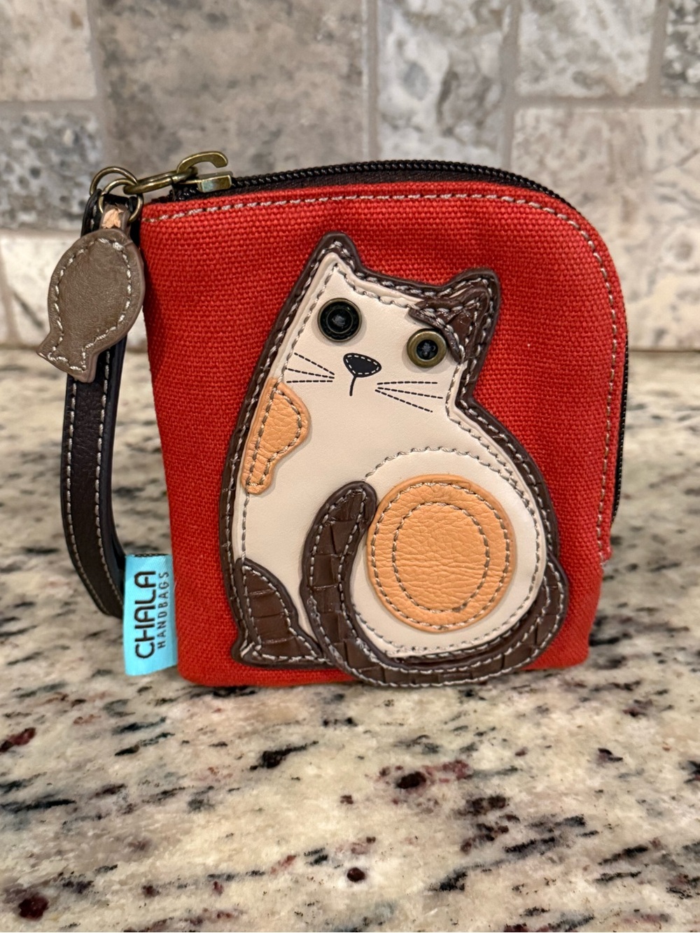 Chala Handbags "LaZzy Cat" Zip-Around Wristlet Wallet